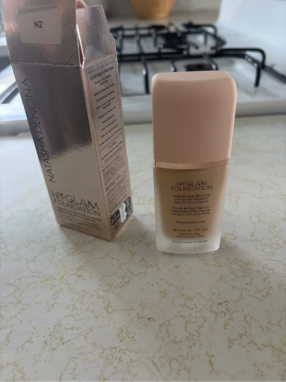 Natasha Denona Hy-Glow Foundation N2 Light Beige with Pink Cap